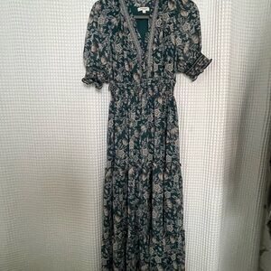 Max Studio Floral Midi Peasant Tiered Short
Puff Sheer Sleeve Boho Dress